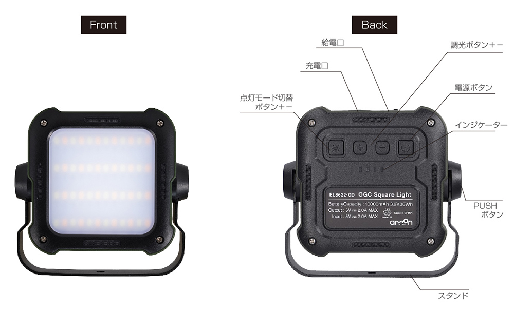 OGCスクエアライト前面背面解説